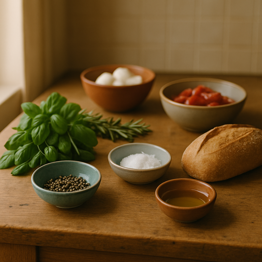 Fresh ingredients arranged on a wooden counter inside a small UK food business.